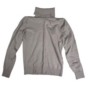 August Silk Turtleneck Sweater Women's Size S Gray Silk Blend Preppy Minimalist